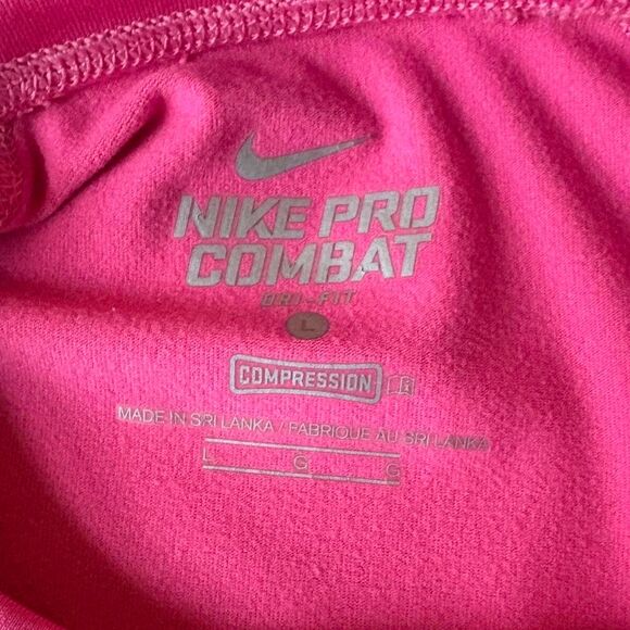 Nike Pro Combat Hot Pink Compression Long Sleeve Finger Hole Shirt Yoga Pilates - Picture 6 of 6